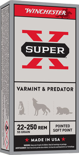Winchester Super X Jacketed Soft Point 55 Grain .22-250 Remington 3680 fps