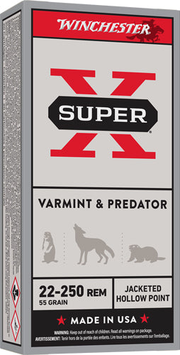 Winchester Super X Varmint & Predator .22-250 Remington 55 grain Jacketed Hollow Point ammunition