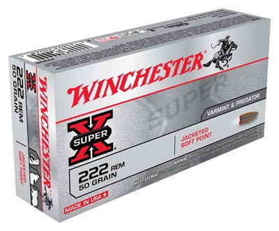 Winchester Super X .222 Remington 50 grain Jacketed Soft Point ammunition