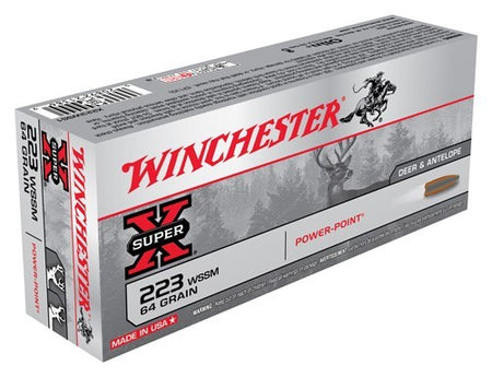 Winchester Super-X .223 WSSM 64 grain Power-Point ammunition