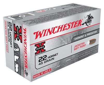 Winchester Super X .22 Hornet 45 grain Jacketed Soft Point ammunition