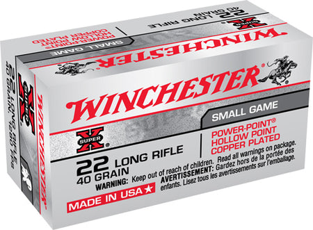 Winchester Super-X Power-Point .22 Long Rifle 40 grain Plated Hollow Point ammunition