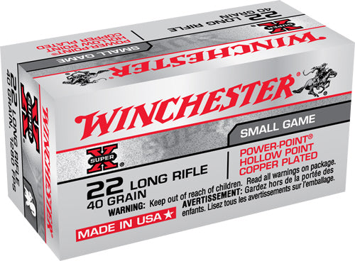 Winchester Super-X Power-Point .22 Long Rifle 40 grain Plated Hollow Point ammunition