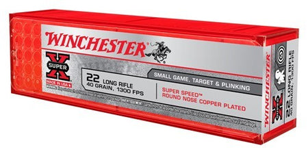 Winchester Super Speed Super X Super Speed Round Nose Copper Plated 40 Grain .22 Long Rifle 1300 fps