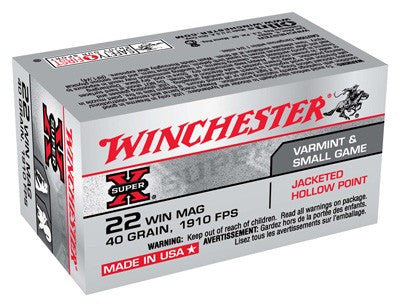 Winchester Super-X Rimfire Ammo 22 Mag 40 gr. Jacketed Hollow Point (JHP)
