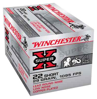 Winchester Super X .22 Short 29 grain Lead Round Nose Low Noise Copper Plated ammunition