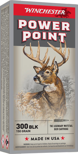 Winchester Power Point .300 AAC Blackout 150 grain Jacketed Soft Point ammunition