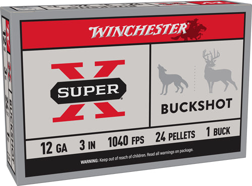 Winchester Super X 24 Pellets Shotgun Ammo 12 Gauge 3 in 2-2/5 oz #1 Buck