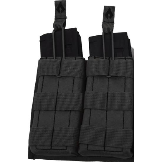 Advance Warrior Solutions Open Top MOLLE Double Mag Carrier Pouch Black