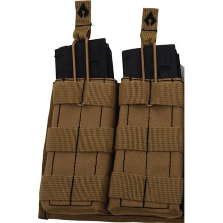 Advance Warrior Solutions Open Top Double Carbine Mag Pouch Tan MOLLE