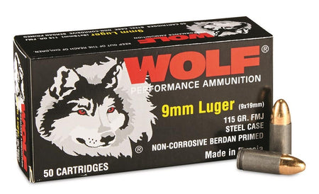 Wolf Performance 9mm Luger / Parabellum 115 grain Full Metal Jacket ammunition