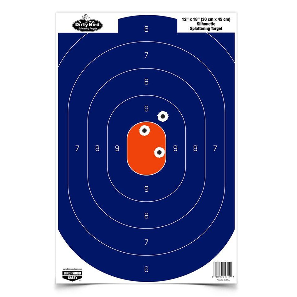 Birchwood Casey Dirty Bird Silhouette Shooting Target 12"x18" Blue/Orange Pack of 50