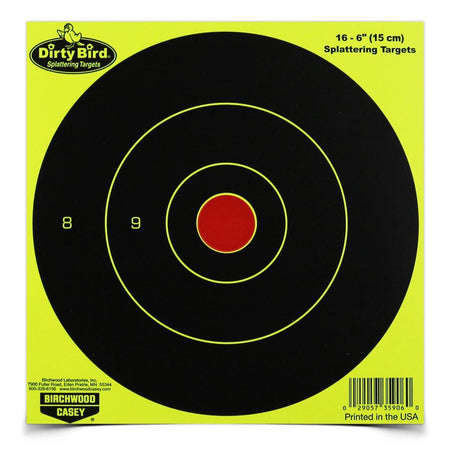 Birchwood Casey Dirty Bird Yellow Bullseye Splatter Targets 6" 100pk