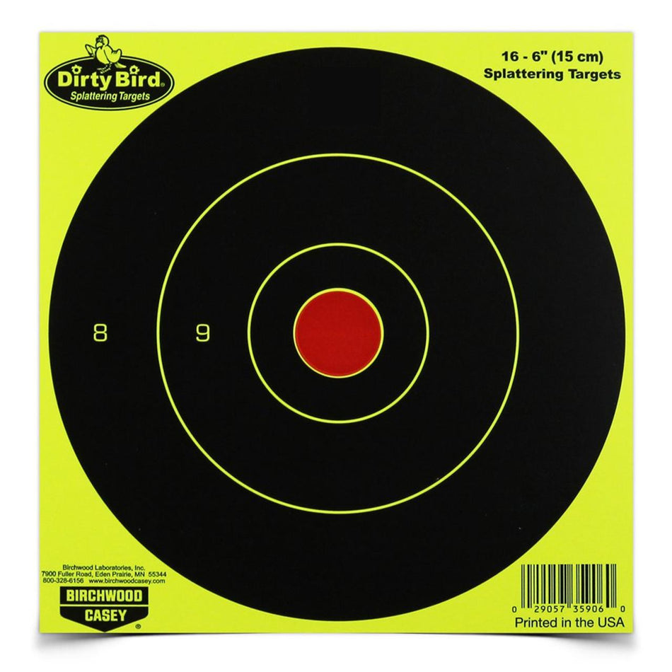 Birchwood Casey Dirty Bird Yellow Bullseye Splatter Targets 6" 100pk