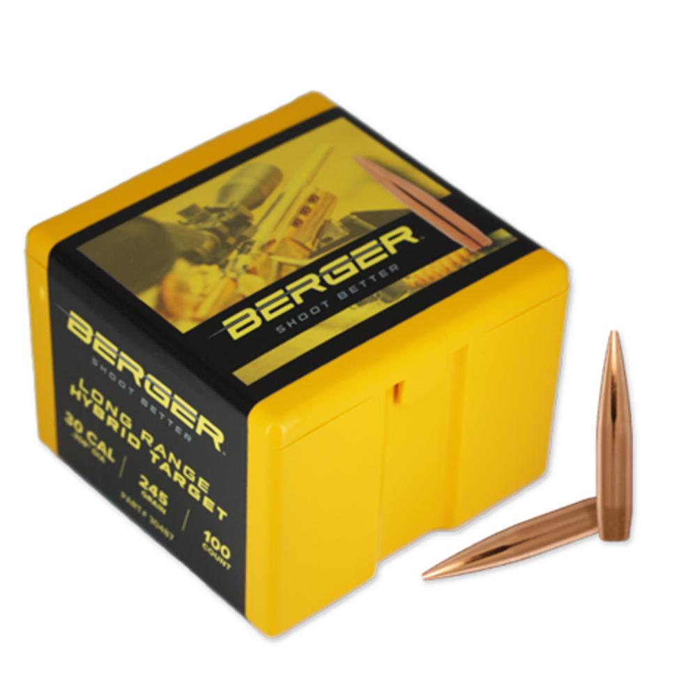 Berger 30 Cal 245gr Long Range Hybrid Target Bullets 100/ct
