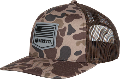 Beretta Cap PM Trucker R112 Brown Duck Camo Rubber Patch