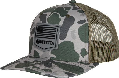 Beretta Cap PM Trucker R112 Green Duck Camo Rubber Patch