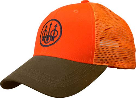 Beretta Cap Upland Trucker Blaze Orange Tobacco Mesh Back