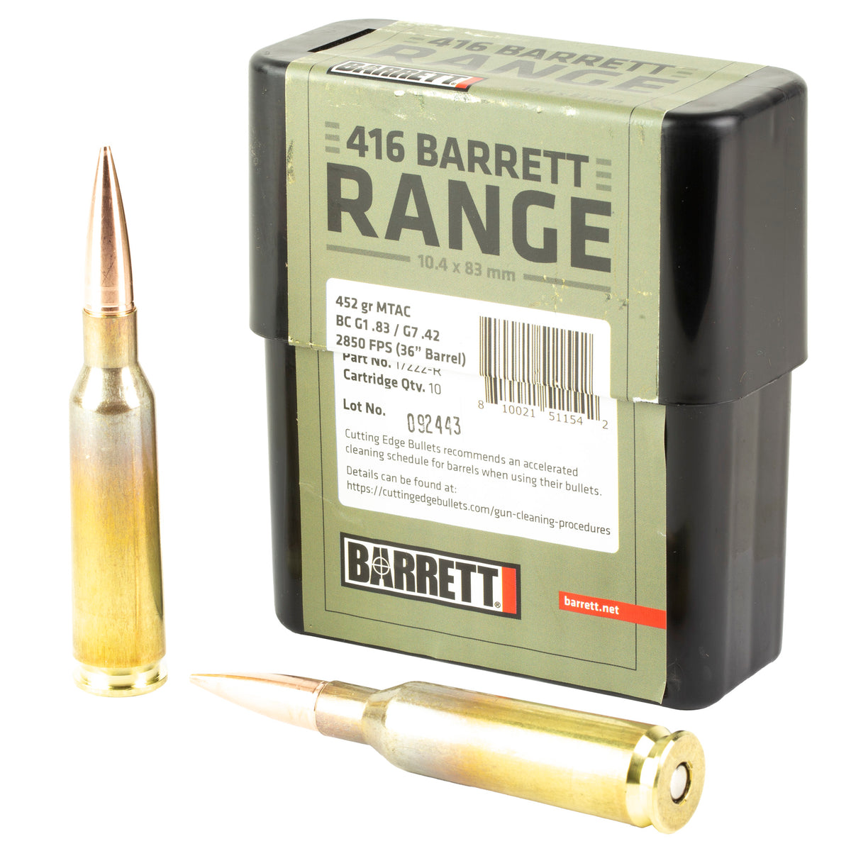 Barrett Firearms Range .416 Barrett 450 grain MTAC ammunition
