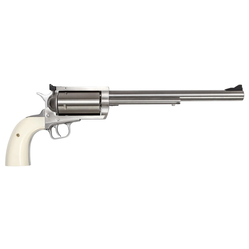 Magnum Research BFR500SW10B BFR Long Cylinder Extra Large 500 S&W Mag 5 Shot 10" Brushed Stainless Steel Barrel, Cylinder & Frame, Bisley White Laminate Grip, Exposed Hammer