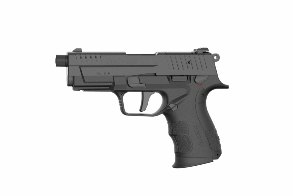 Retay USA RXP22BLK13TH RXP 22 LR 13+1 4" Black Threaded Barrel, Black Cerakote RMR/RMSc Optic Ready/Serrated Slide & Polymer Frame w/Accessory Rail, Textured Grip