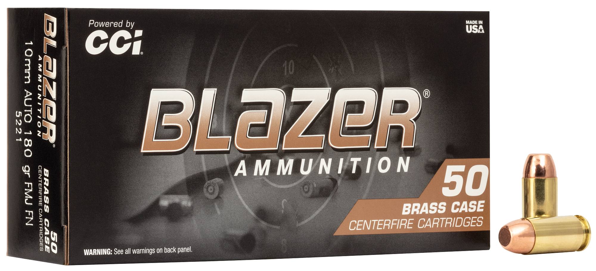 CCI 5221 Blazer Brass 10mm Auto 180 gr Full Metal Jacket (FMJ)