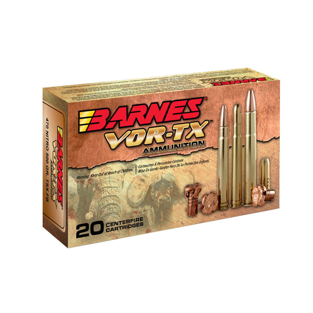 Barnes VOR-TX Safari .458 Lott 500 grain Banded Solid Round Nose ammunition