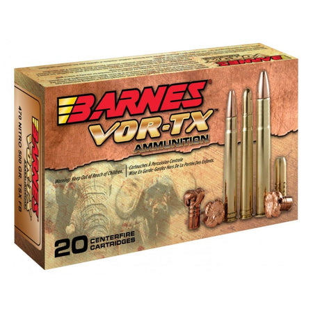 Barnes VOR-TX Safari .470 Nitro Express 500 grain Banded Solid Flat Nose ammunition