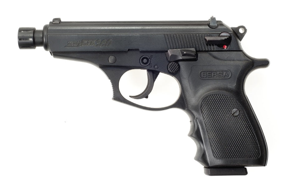 Bersa T380M8X Thunder Micro-Compact Frame 380 ACP 8+1 3.50" Black Steel Threaded Barrel, Matte Black Steel Serrated Slide, Matte Black Aluminum Frame, Black Rubber Grip, Right Hand