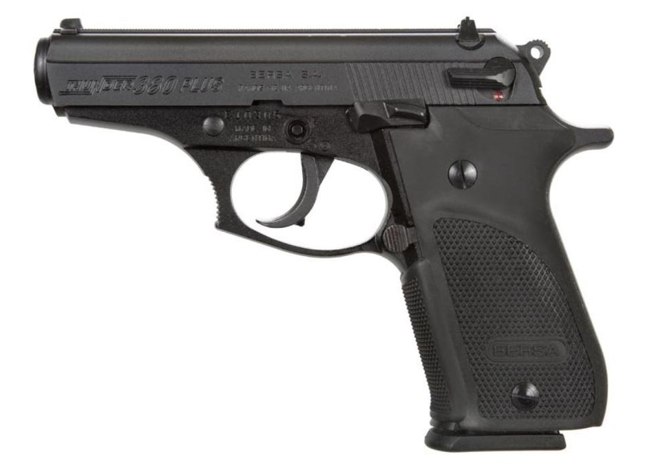 Bersa THUN380PM15 Thunder Plus Sub-Compact Frame 380 ACP 15+1, 3.50" Black Steel Barrel, Matte Black Serrated Steel Slide & Aluminum Frame w/Beavertail, Black Right Hand