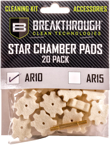 Breakthrough Clean AR-10 Star Chamber Pad 20PK w/ 8-32 Adapter