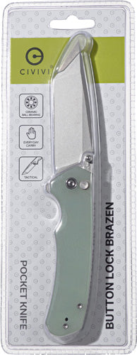 CIVIVI KNIFE BRAZEN 3" NATURAL G10 STONEWASH CLAM PACK