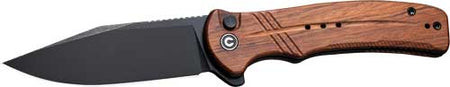 CIVIVI Cogent 3.47" Button Lock Folding Knife Wood Handle Stonewash Finish