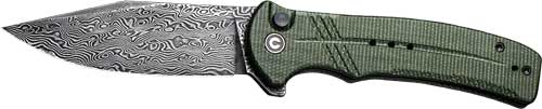 CIVIVI Cogent 3.47" Green Micarta Handle Damascus Steel Button Lock Knife