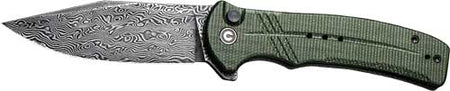CIVIVI Cogent 3.47" Green Micarta Handle Damascus Steel Button Lock Knife