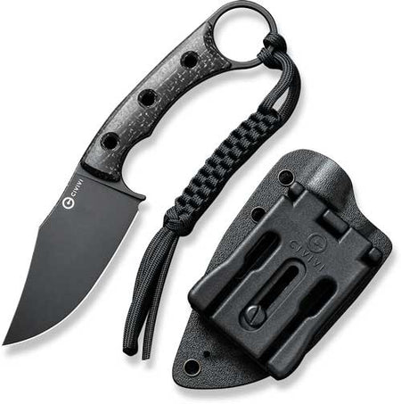 CIVIVI Midwatch 3.39" Black Burlap Micarta Handle Stonewash Finish Folding Knife