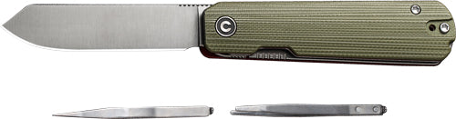 CIVIVI Sendy 2.83" Milled Green and Red G10 Handle Folding Knife Clam Pack