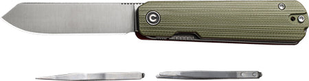 CIVIVI Sendy 2.83" Milled Green and Red G10 Handle Folding Knife Clam Pack