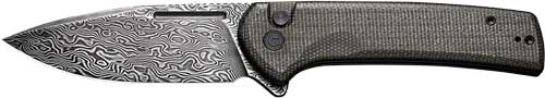 CIVIVI Conspirator 3.48" Black Damascus Folding Knife Dark Green Micarta Handle