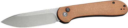 CIVIVI Elementum 3.47" Gray Stonewash Folding Knife Brown Micarta Handle