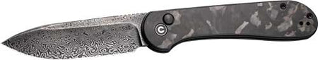 CIVIVI Elementum 3.47" Black Stonewash Folding Knife Marble Carbon Fiber Handle