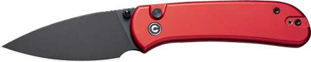 CIVIVI Qubit 2.98" Red Handle Black Stonewash Finish Button Lock Folding Knife