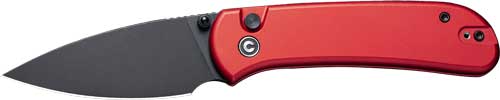 CIVIVI Qubit 2.98" Red Handle Black Stonewash Finish Button Lock Folding Knife