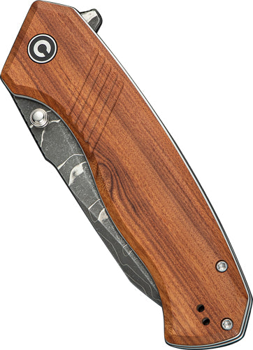 CIVIVI Placoid 3.67" Wood Handle Damascus Steel Liner Lock Folding Knife