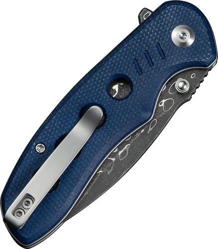 CIVIVI Triptych Blue Canvas Micarta Handle 2.97" Damascus Folding Knife