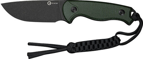 CIVIVI Timberbark Green Micarta 3.2" Fixed Blade Knife Black Stonewash Finish