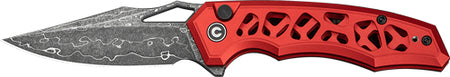 CIVIVI Anaaki 2.98" Skeletonized Red Handle Damascus Steel Folding Knife
