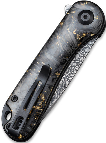 CIVIVI Elementum 2.96" Golden Damascus Folding Knife Shredded Carbon Fiber Handle