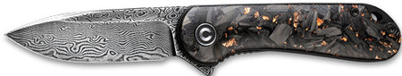 CIVIVI Elementum 2.96" Copper Damascus Folding Knife Shredded Carbon Fiber Handle