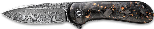 CIVIVI Elementum 2.96" Copper Damascus Folding Knife Shredded Carbon Fiber Handle